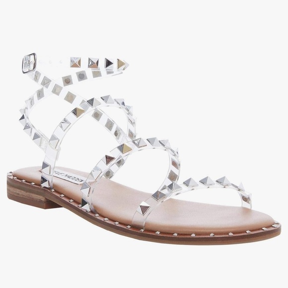 Steve Madden Silver Gladiator Sandals with Studded Details - Picture 1 of 6